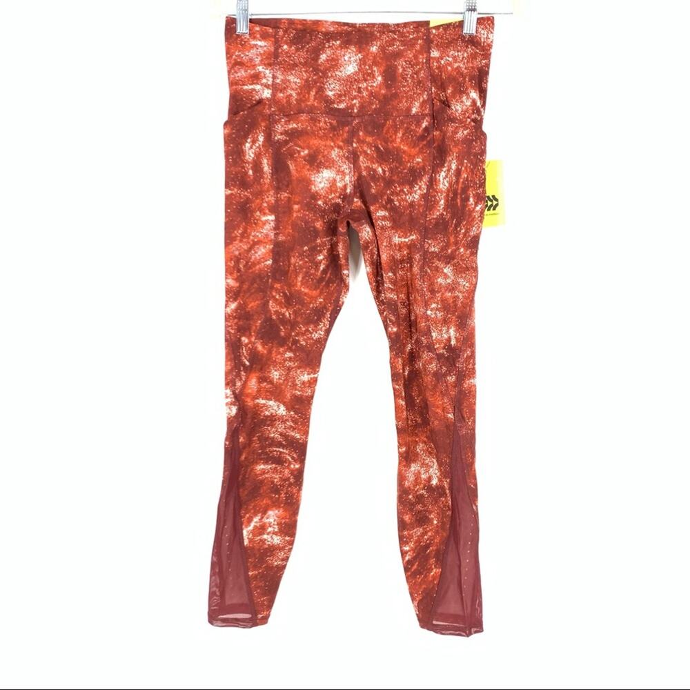 All In Motion High Rise 7/8 Legging Sculpted Mesh Red Galaxy Print Medium - Picture 2 of 9